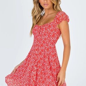 Princess Polly Lianna Mini Dress Red Floral Short Sleeve